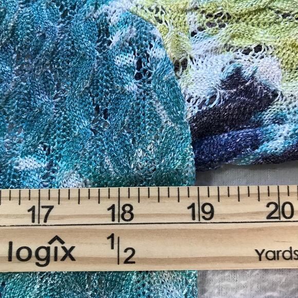 St John womens M abstract floral button up open knit cardigan ruffles cotton - Picture 5 of 12